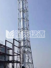 同舟危廢55米圓管塔，內(nèi)1300mm玻璃鋼 耐溫145